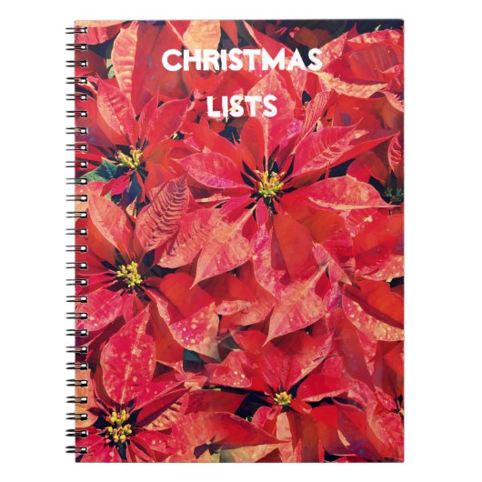 Poinsettia Red Christmas Lists Journal Notizblock (Vorderseite)