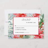 Poinsettia Red Evergreen Winter Christmas RSVP Karte (Vorderseite)
