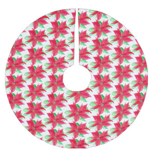 Poinsettia Red Floral Christmas Blume Polyester Weihnachtsbaumdecke