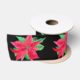Poinsettia Red Floral Christmas Blume Satinband