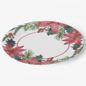Poinsettia Red Floral Christmas Pappteller (Schrägansicht)