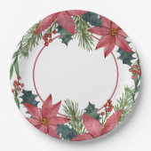 Poinsettia Red Floral Christmas Pappteller (Vorderseite)