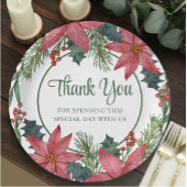 Poinsettia Red Floral Christmas Pappteller