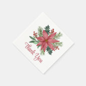 Poinsettia Red Floral Vielen Dank Weihnachten Serviette (Ecke)
