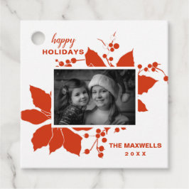 Poinsettia Red Graphic Holiday Foto Geschenkanhänger