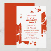 Poinsettia Red Graphic Holiday Party Einladung (Vorne/Hinten)