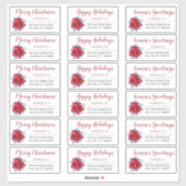 Poinsettia Red | Grau Christmas Address Labels (Blatt)