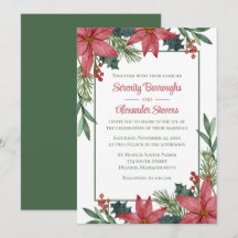 Poinsettia Red Green Floral Christmas