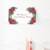 Poinsettia Red Green Holiday Weihnachts-Party Banner (InSitu)