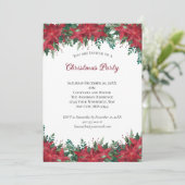 Poinsettia Red Green Holiday Weihnachts-Party Invi Einladung (Stehend Vorderseite)