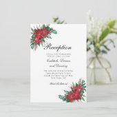 Poinsettia Red Wedding Reception Enclosure Card Begleitkarte (Stehend Vorderseite)
