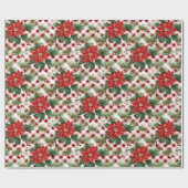 Poinsettia Red White Karo Patterns Weihnachtsgesch Geschenkpapier (Flach)