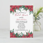 Poinsettia Red Winter Christmas Brautparty Invi Einladung (Stehend Vorderseite)