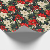 Poinsettia Reds & Cream Hübsche Weihnachtsrolle Geschenkpapier (Ecke)