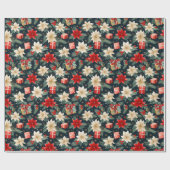 Poinsettia Reds & Creme Hübsches Weihnachtsgeschen Geschenkpapier (Flach)