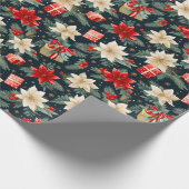 Poinsettia Reds & Creme Hübsches Weihnachtsgeschen Geschenkpapier (Ecke)