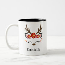 Poinsettia Reindeer Face Personalisierter Name Hol