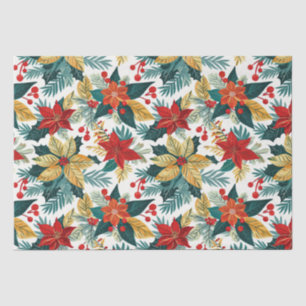 Poinsettia Retro Weihnachtsgeburtpapier Seidenpapier
