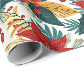 Poinsettia Retro Weihnachtswrapping Paper Geschenkpapier (Rolleneckpunkt)