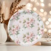 Poinsettia Rosa Wintergoldenschneeflocken Geburtst Pappteller