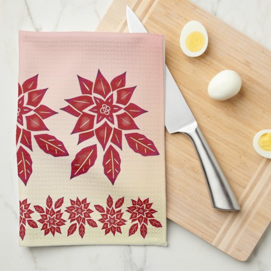 Poinsettia (rot) geschirrtuch (Viertel Falte)