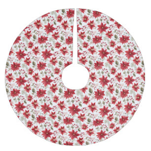 Poinsettia Rot Weiß Grün Feiertag Weihnachten Polyester Weihnachtsbaumdecke