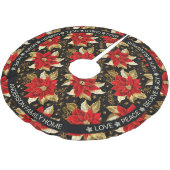 Poinsettia Rote Blume Positive Worte Weihnachten Polyester Weihnachtsbaumdecke (Schrägansicht)