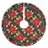 Poinsettia Rote Blume Positive Worte Weihnachten Polyester Weihnachtsbaumdecke (Vorderseite)