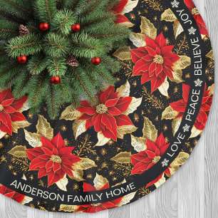 Poinsettia Rote Blume Positive Worte Weihnachten Polyester Weihnachtsbaumdecke