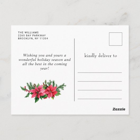 Poinsettia Roter Kardinal Weihnachtsfeiertag Postkarte (Rückseite)