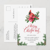 Poinsettia Roter Kardinal Weihnachtsfeiertag Postkarte (Vorne/Hinten)