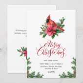 Poinsettia Roter Kardinal Weihnachtsgrüße Feiertagskarte (Vorne/Hinten)