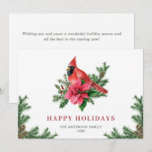 Poinsettia Roter Kardinal Weihnachtsgrüße Feiertagskarte (Vorne/Hinten)
