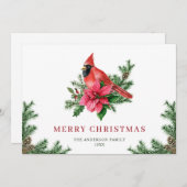 Poinsettia Roter Kardinal Weihnachtsgrüße Feiertagskarte (Vorne/Hinten)