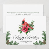 Poinsettia Roter Kardinal Weihnachtsgrüße Feiertagskarte (Vorne/Hinten)