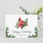 Poinsettia Roter Kardinal Weihnachtsgrüße Feiertagskarte (Stehend Vorderseite)