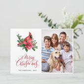 Poinsettia Roter Kardinal Weihnachtsgrüße FOTO Feiertagskarte (Stehend Vorderseite)