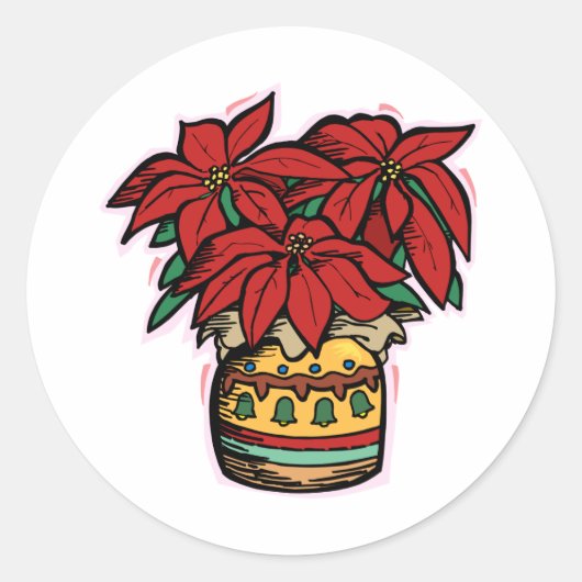 Poinsettia Runder Aufkleber (Vorderseite)