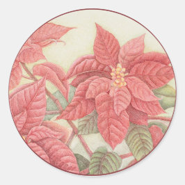 Poinsettia Runder Aufkleber