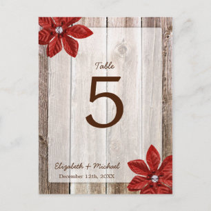 Poinsettia Rustic Barn Wood Wedding Tischnummer