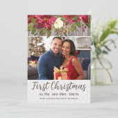 Poinsettia Rustic Wood Foto 1. Feiertagskarte (Stehend Vorderseite)