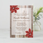 Poinsettia Rustikales Brautparty Einladung (Stehend Vorderseite)