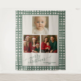 Poinsettia Sage Green Christmas Photo backdrop Wandteppich