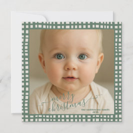 Poinsettia Sage Green Ivory Christmas Photo Feiertagskarte
