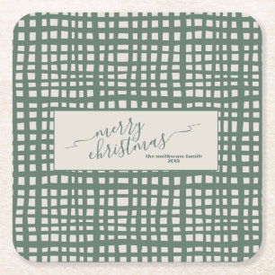 Poinsettia Salbei Elfenbein Weihnachten elegant Rechteckiger Pappuntersetzer