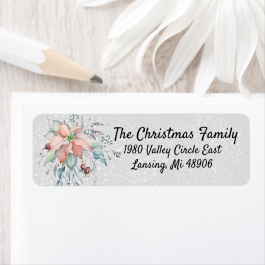 Poinsettia Schnee, Blätter, Beeren, Aquarell (Insitu)