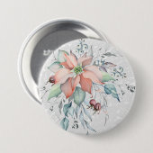 Poinsettia Schneeszene, Blätter, Beeren, Corsage Button (Vorne & Hinten)