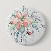 Poinsettia Schneeszene, Blätter, Beeren, Corsage Button (Vorderseite)