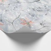 Poinsettia Schneeszene mit Blätter, Winter Geschenkpapier (Ecke)