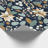 Poinsettia Schwarzer Hintergrund Winterurlaub Wrap Geschenkpapier (Ecke)